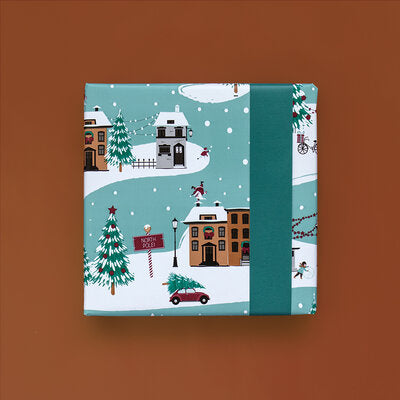 Cadeaupapier - X-mas Landscape Lake Blue