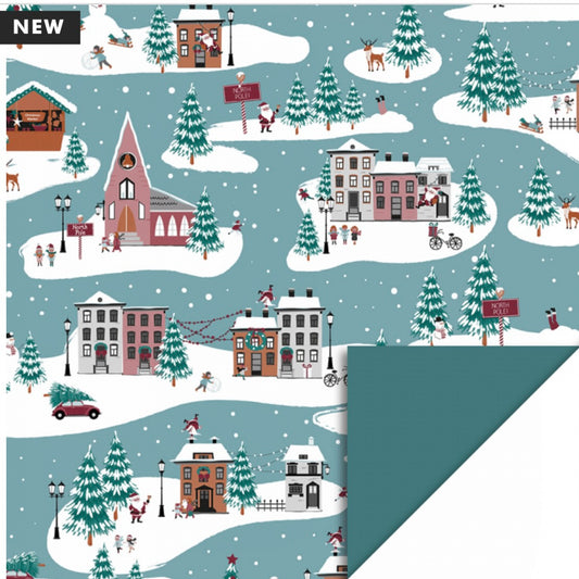 Cadeaupapier - X-mas Landscape Lake Blue