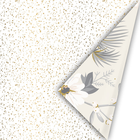 Cadeaupapier - Twinkling stars wit/goud