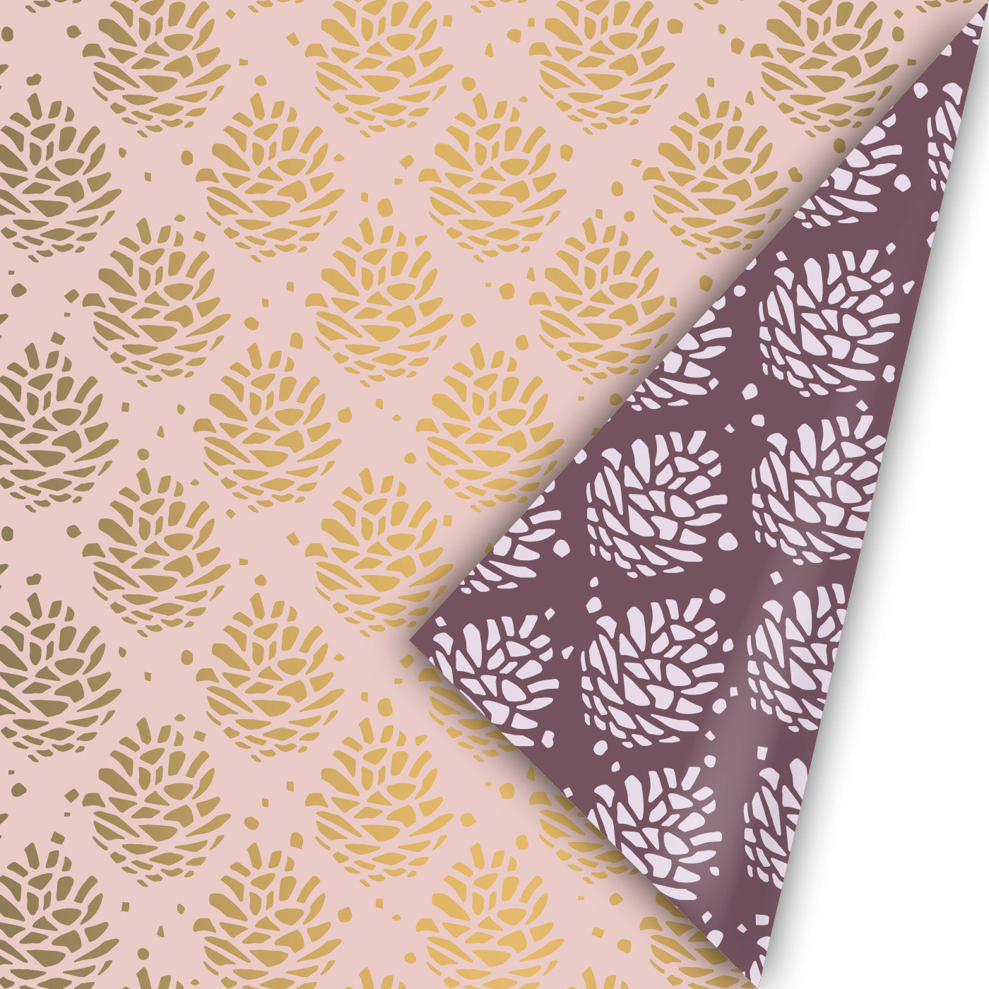 Cadeaupapier - Pinecone pattern roze/goud