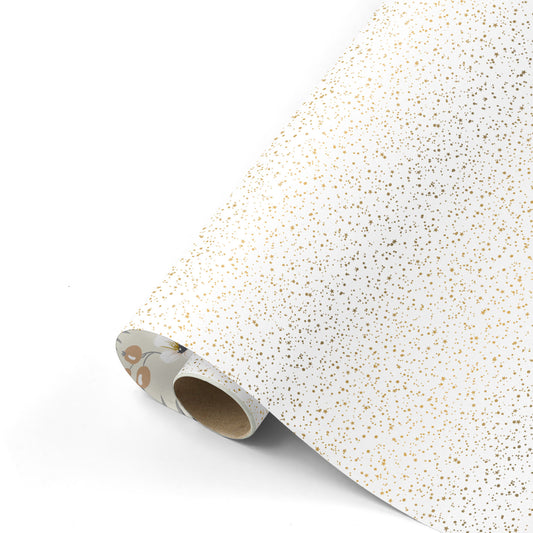 Cadeaupapier - Twinkling stars wit/goud