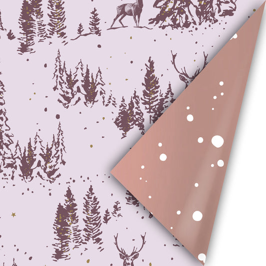 Cadeaupapier - Reindeer forest lila/paars