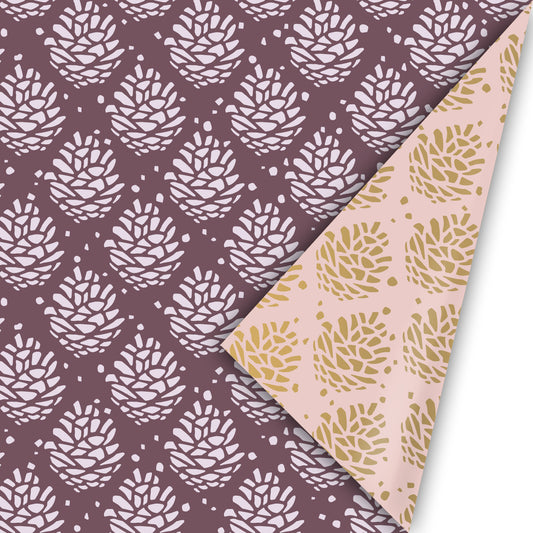 Cadeaupapier - Pinecone pattern paars/lila