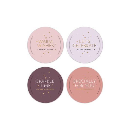 Cadeaulabels rond - paars/roze