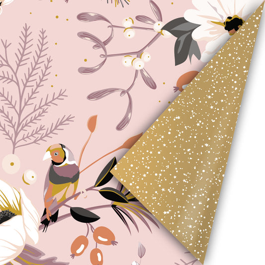Cadeaupapier - Vintage flowers roze
