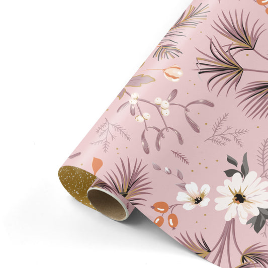 Cadeaupapier - Vintage flowers roze